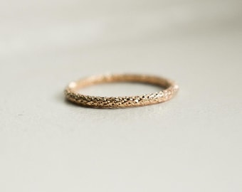 14k Gold Fill Glitter Stacking Ring, Gift For Her, Gold Textured Ring, Dainty 2mm Thick Ring, Sparkle Ring, Anniversary Gift, Jewellery Gift