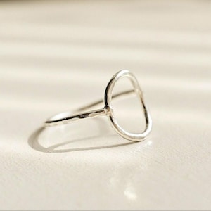 925 Sterling Silver Open Circle Ring, Gift For Her, Handmade Silver Hammered Ring, Silver Minimalist Everyday Ring, Silver Stacking Ring