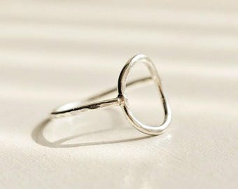 925 Sterling Silver Open Circle Ring, Gift For Her, Handmade Silver Hammered Ring, Silver Minimalist Everyday Ring, Silver Stacking Ring