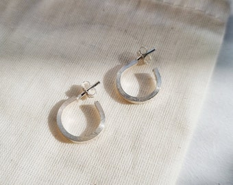925 Sterling Silver Huggie Hoop Earrings, Gift For Her, Handmade Square Hoops, Silver Tiny Stacker Hoop Earrings, Minimal Hoop Earrings