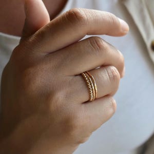 14k Gold Filled Ring Set, Gift For Her, Gold Stacker Ring Set, Gold Minimal Rings, Gold Ring Band, Thin Gold Ring Stack, Gold Dotted Ring