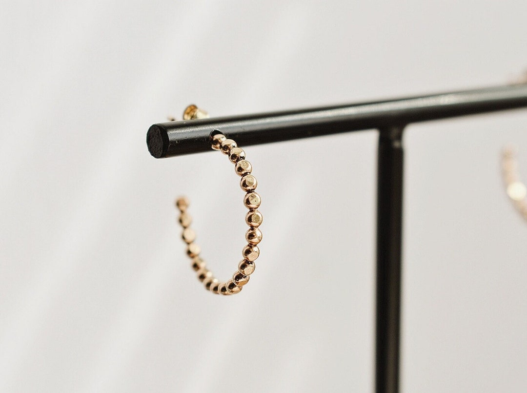 14k Gold Filled Bubble Hoop Earrings, Gift for Her, Gold Everyday Hoops ...