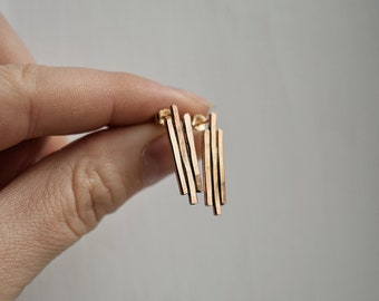 14kt Gold Fill Stud Earrings, Gift For Her, Handmade Dainty Stud Earrings, Art Deco Stud Earrings, Unique Minimal Gold Stud Earrings