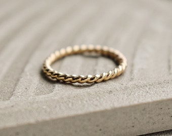 14k Gold Filled Twisted Rope Ring, Gift For Her, Handmade gold Stacking Ring, Minimal Gold Ring, Dainty Gold Twisted Ring, Textured Ring