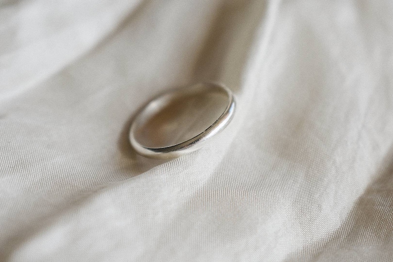 Recycled 925 Sterling Silver Simple Band Ring, Silver Handmade Band ...