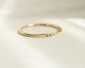 14k Gold Fill Angel Number Ring, Hand Stamped Personalized Stacking Ring, Letter Ring Gift, Thin Gold Stacking Ring, Gold Fill Minimal Ring