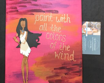 Pocahontas Painted Princess Canvas 8x10