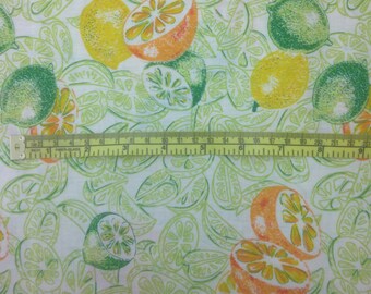 Mid-century / 1960s Lightweight Cotton Oranges-Lemons-Limes Retro Print (Quilting, Apparel, Clothing, Garment Sewing)