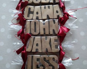 Personalised Belgium chocolate letters / names - birthday / Xmas / party bag gifts - Minimum 3 letters - wedding favour, stocking filler