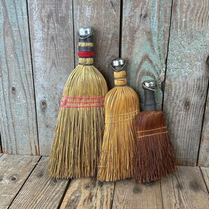 Vintage Whisk Broom Collection - Three Old Shabby Whisk Brooms - Repurposed - Farmhouse Decor