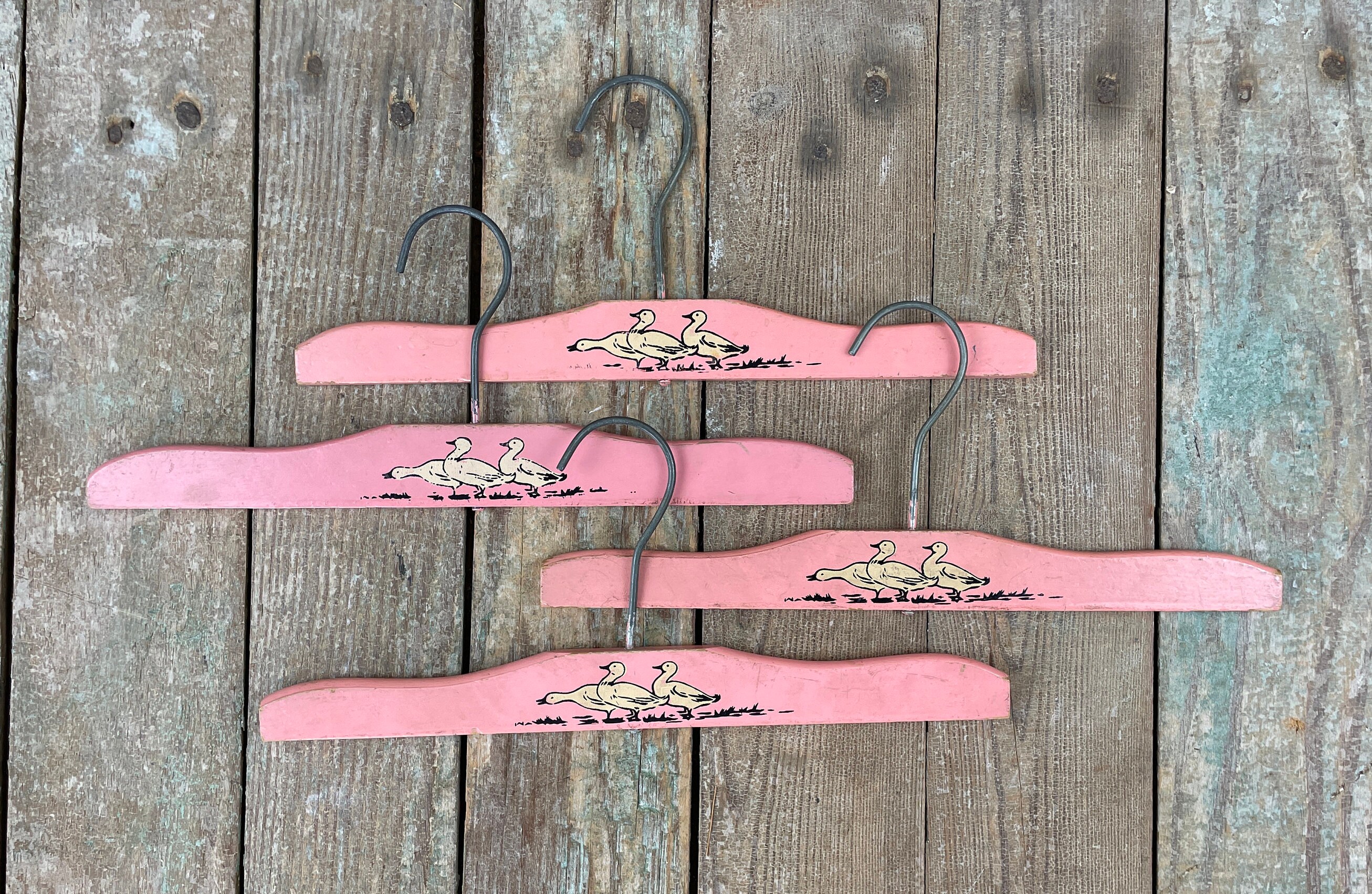 Collection of Vintage Baby Girl Hangers 4 Vintage Pink Wood Etsy