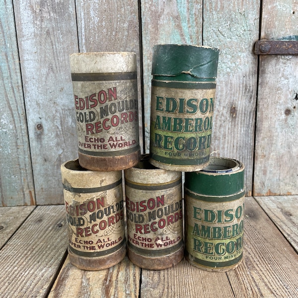 Antique Edison Gold Moulded Record - Antique Edison Amberol Record - Vintage Decor