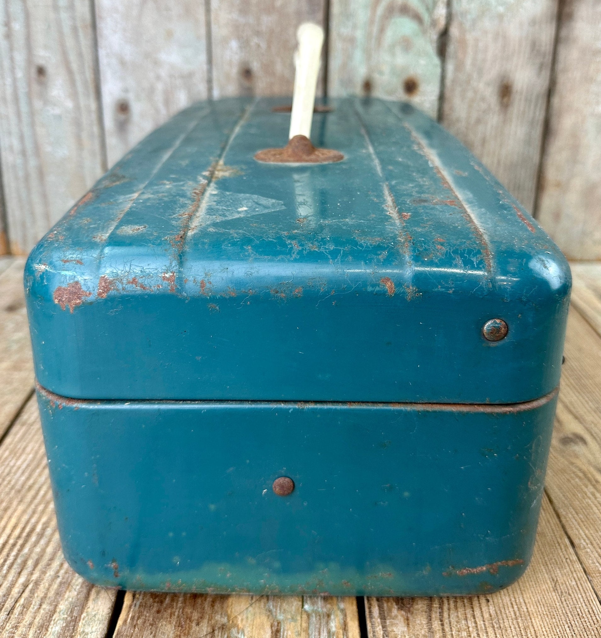 Rusty Old Tackle Box Vintage Metal Fishing Carrying Case