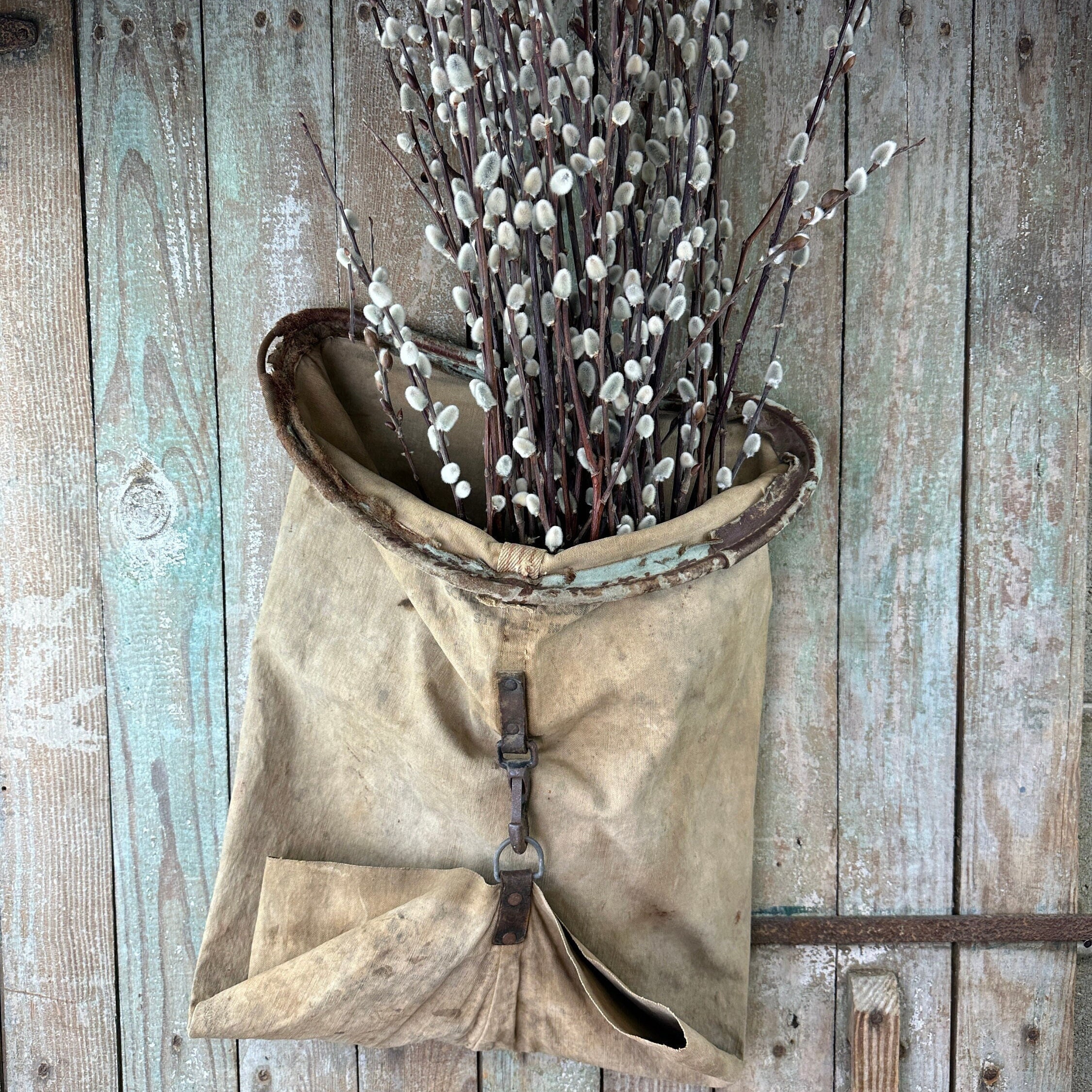 Apple Picking Bag Orchard Harvest Sack Canvas Leather Fruit Basket Vintage  Antique Farmhouse Rustic Primitive 