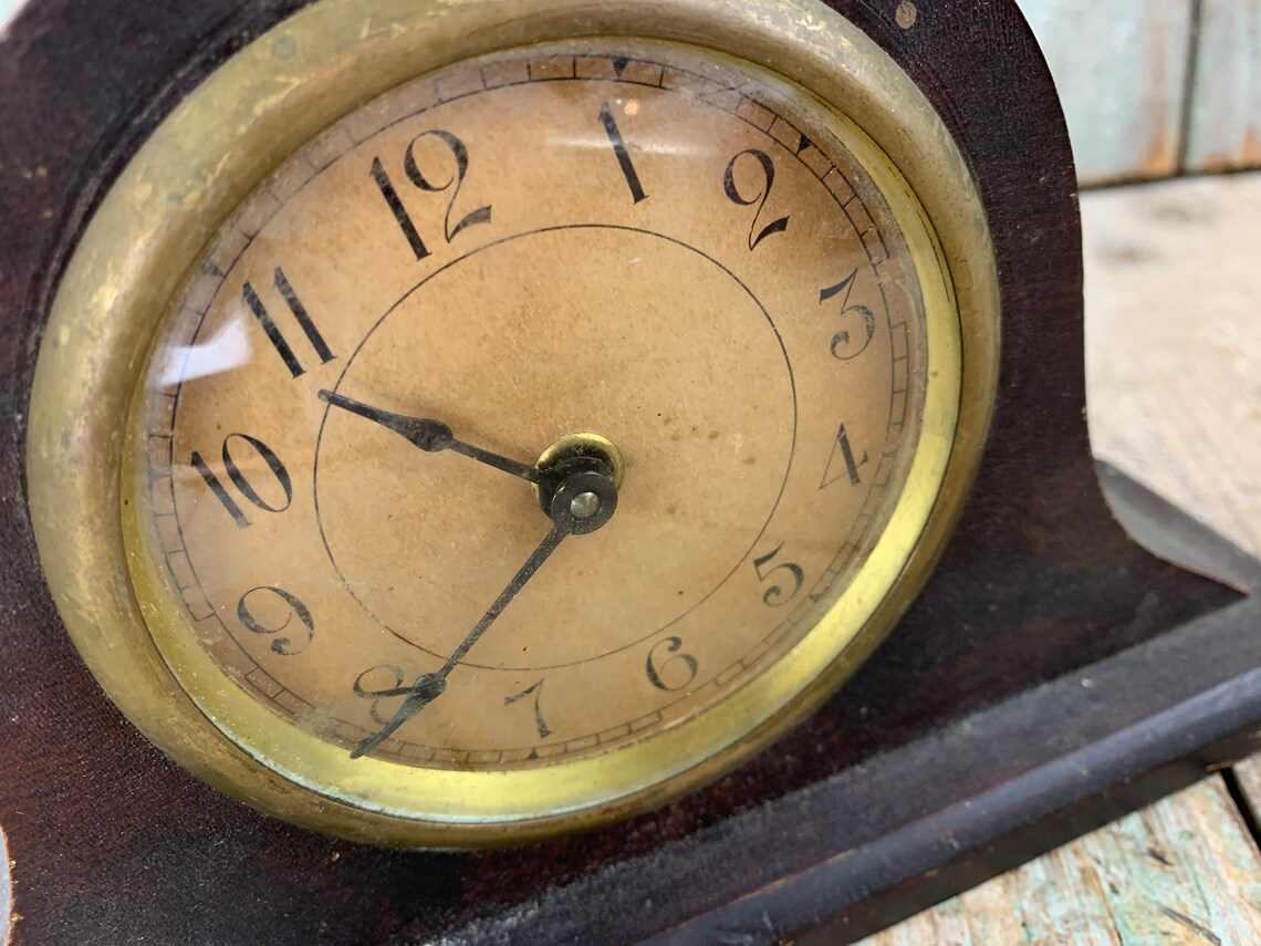 Shabby Old Wooden Clock Small Vintage Clock Vintage Decor Etsy