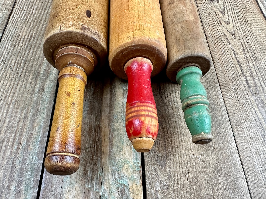 Vintage Rolling Pins Collection of 3 Wooden Rolling Pins Etsy