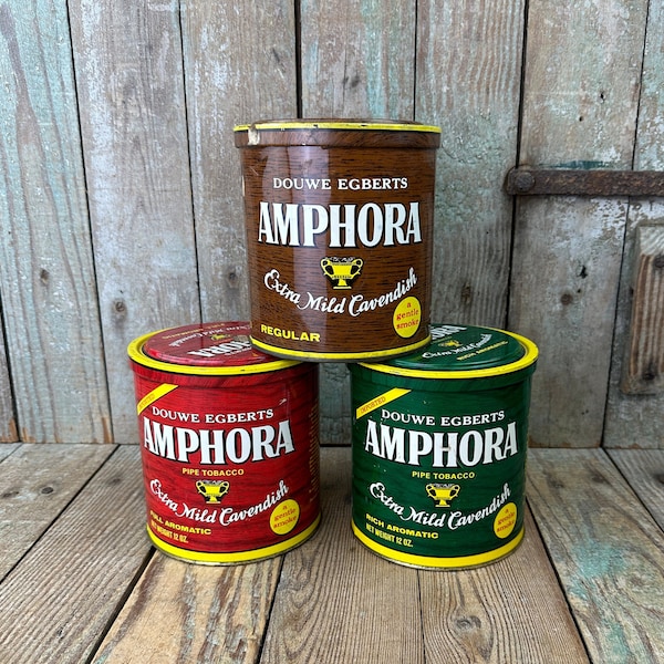 Vintage Amphora Tin - Old Pipe Tobacco Tin - Colorful Tin - Repurposed Vintage Decor