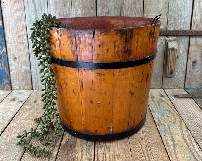 Vintage Sap Bucket Rustic Old Bucket Wooden Bucket Etsy