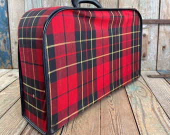 Vintage Plaid Suitcase - Small Soft Carry On Case - Vintage Decor