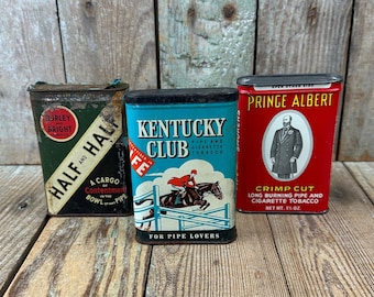 Vintage Tobacco Tins - Collectible Tins - Set of 3 Old Metal Tobacco Tins