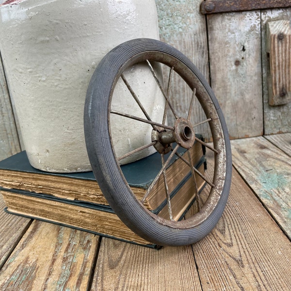 Salvaged Antique Wheel - Old Baby Carriage Wheel - Rustic wheel chair part - Repurposed Decor