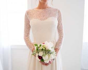 Unique French Lace Long Sleeve Bridal Topper