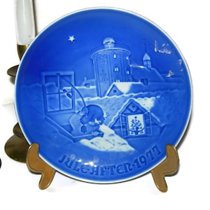 Collectible Christmas Plate 1977 Copenhagen Porcelain Bing And Grondahl Royal Copenhagen Blue And White Wall Plate Denmark Gift Idea