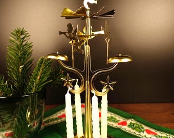 Portacandele vintage svedese tradizionale a forma di angelo, con giostra, per 4 candele, decorazione natalizia scandinava per la casa, oppure 12 candele di ricambio.