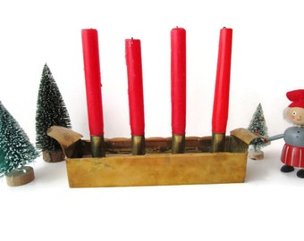 Vintage Swedish Candle Holder. Advent Canleholder. Christmas Home Decor. 1950s Vintage Christmas. Brass Candlestick for 4 Candles Retro Xmas