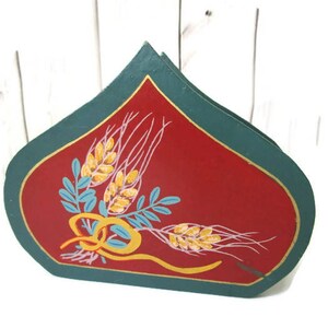 Swedish Vintage Wooden napkin Holder Handpainted Rustic Home Decor Organic Wooden Decor Thanksgiving Kitchen Decor