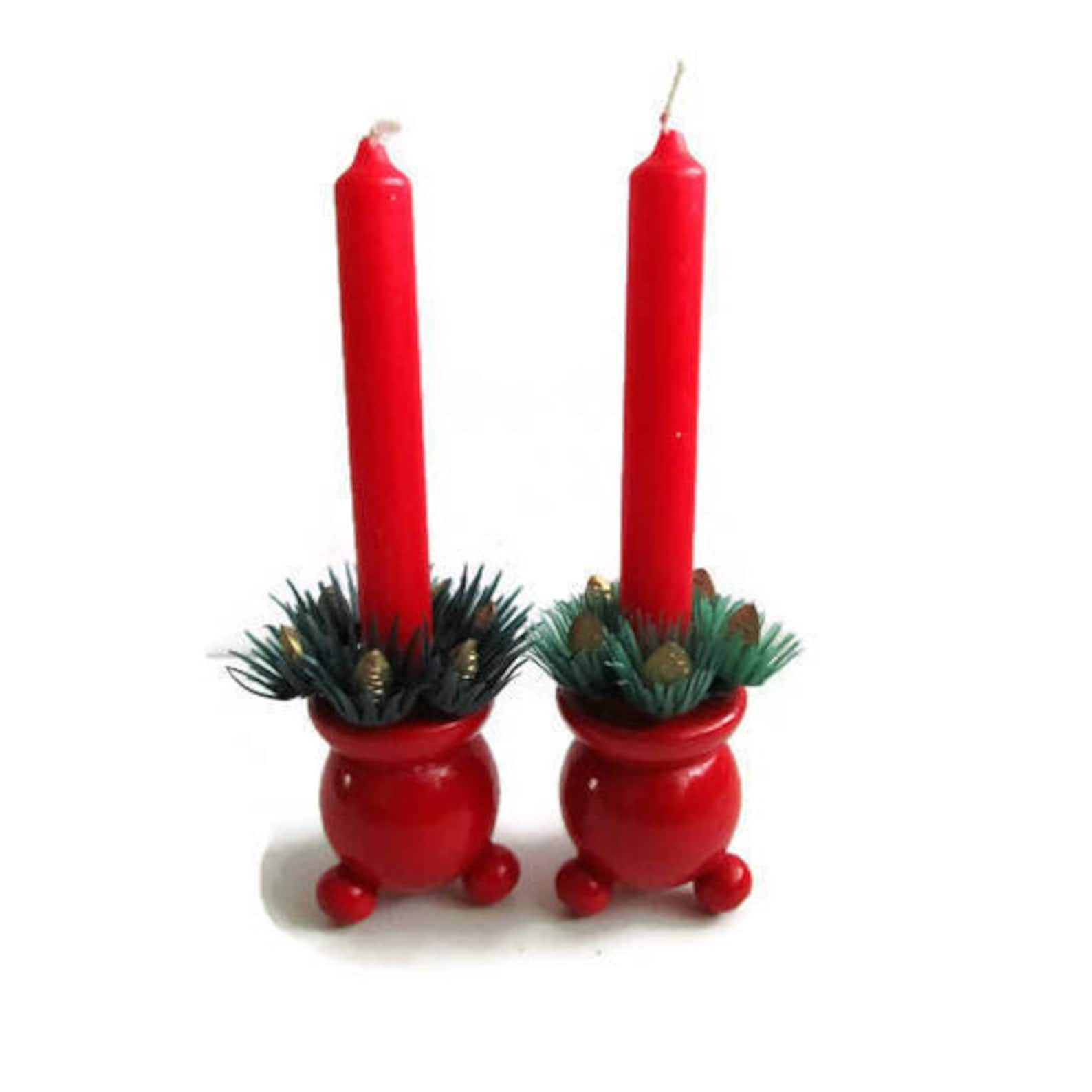 Set of 2 Swedish Candle Holders 4.5cm Wooden Red Hand Painted Etsy