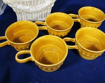 Ceramic cups set of four, Small yellow pottery mugs, Vintage Norway mugs, Shot cups 50 ml, Christmas cups, Mulled wine, Cider cups