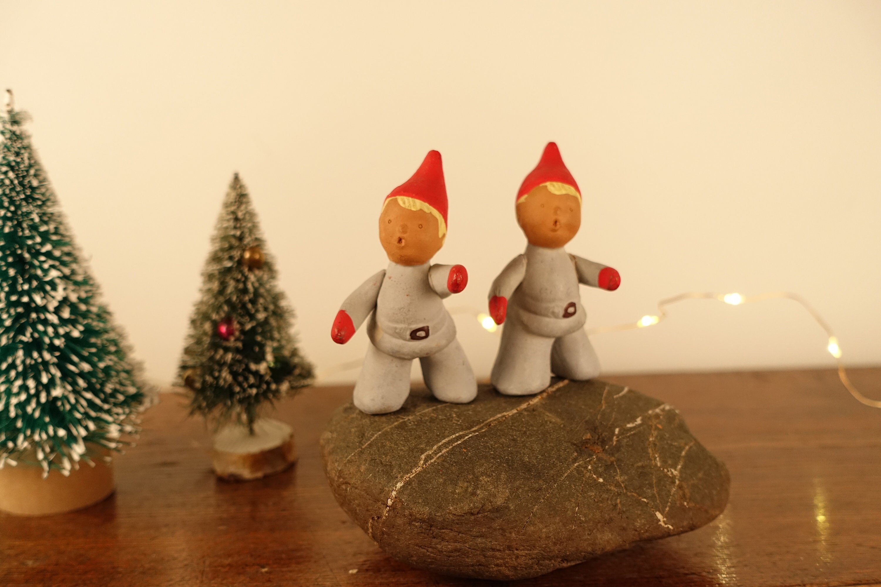 Pair Vintage Old German Gnome Figurines Small Ceramic Dwarf Etsy