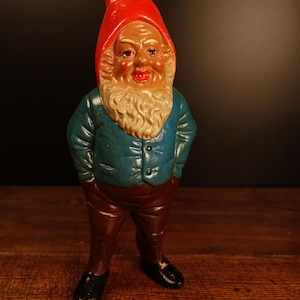 Single Vintage Old German Gnome Figurine Ceramic Dwarf Figure Collectible Garden Gnome Mid Century 1950s Retro Made in Germany