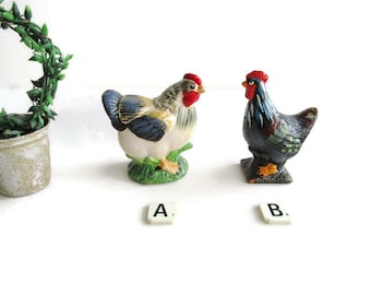 Vintage Ceramic Chicken Figurine: Yellow Green Easter Farmhouse Decor