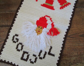 Sweden＊GOD JUL＊Christmas tapestry・* Vintage Swedish Santa Print God Jul Merry Christmas Tapestry