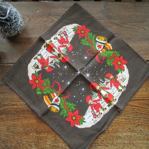 Vintage Christmas Tomte Gnome God Jul Table Doily Swedish Scandinavian Retro Xmas Holiday Table Linens Winter  Holidays Red White Brown