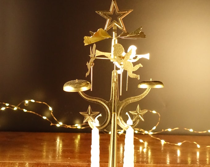 Angel Chime Carousel With Star . Swedish Candle Holder 4 Candles