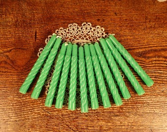 Vintage Green Spiral Candles: Set of 12, Christmas tree candles, Angel chime replacement candles, Easter St Patrick's Day Decor