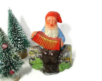 Vintage German Gnome Figurine: Ceramic Terracotta Dwarf, Mid-Century Decor