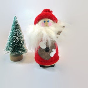 Cute Vintage Swedish Tomte Gnome Elf Christmas Wood Figurine Collectible Santa Claus Xmas Nisse Scandinavian ornament Folk Art Gift idea
