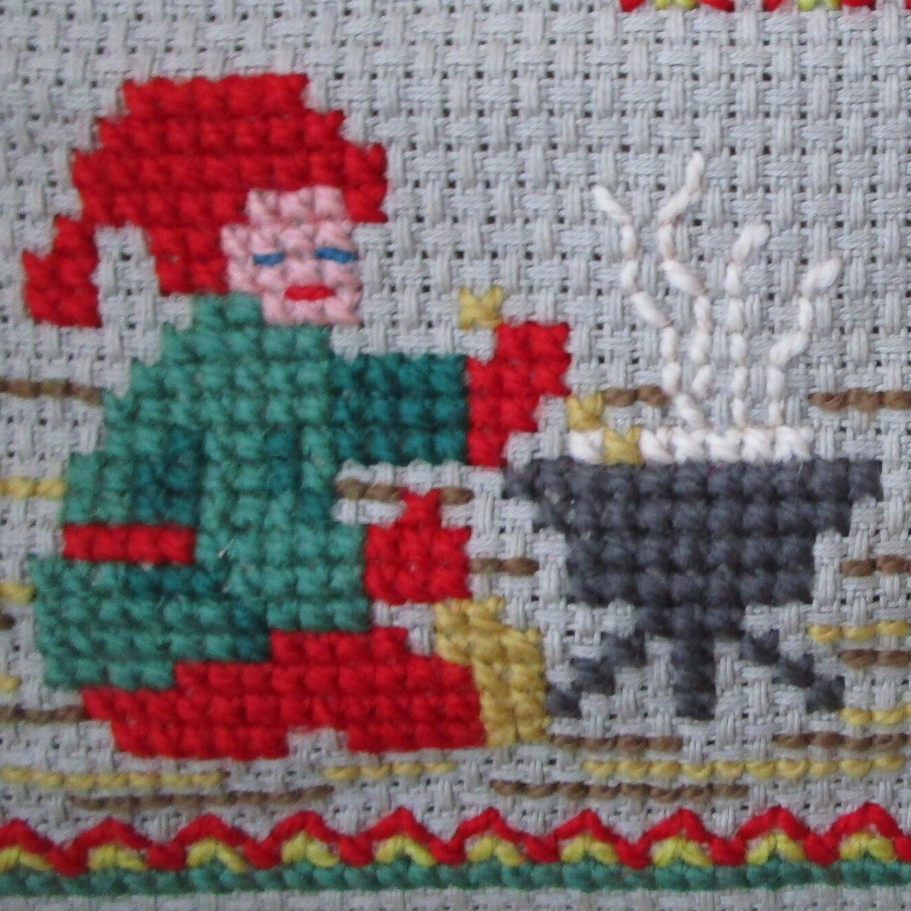 Vintage Swedish Christmas Décor Hand Embroidered Wall
