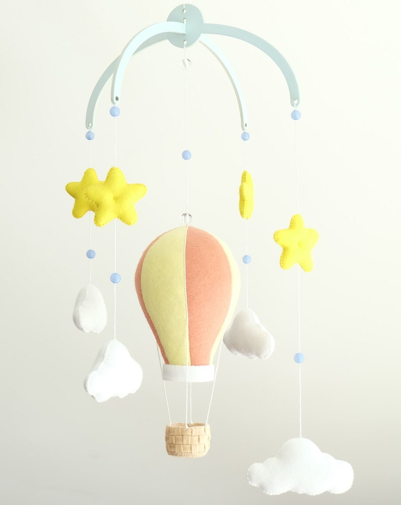 Hot Air Balloon Mobile Wool Felt Mobile Baby Mobile Pink Etsy