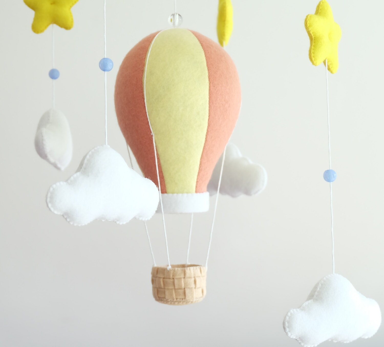 Hot Air Balloon  Mobile  Wool Felt Mobile  Baby Mobile  Pink 