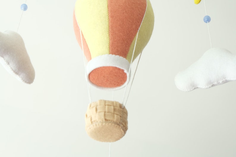Hot Air Balloon Mobile Wool Felt Mobile Baby Mobile Pink Etsy
