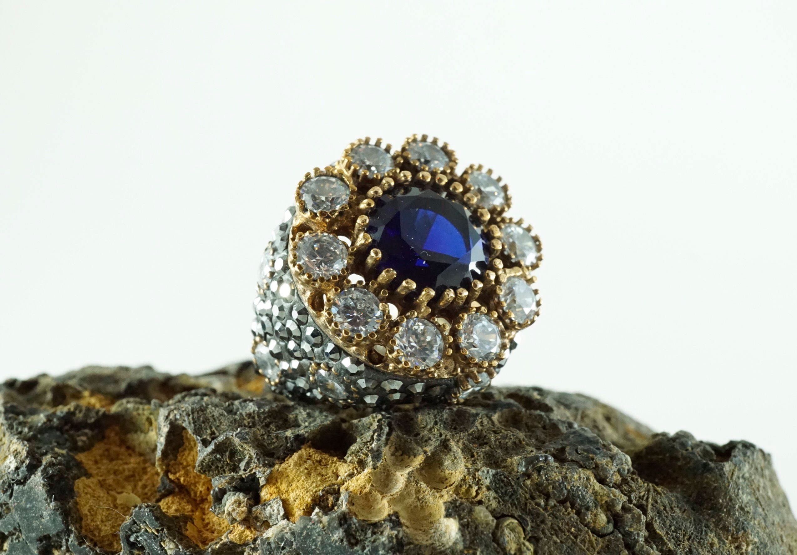 Hurrem sultan Ottoman jewelry Sterling Silver Rhinestone Ring Etsy