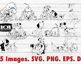 Disney 101 Dalmation Bundle Images. SVG, PNG, DXF. Compatible with Cricut and Silhouette.
