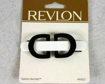 Vintage Revlon Fashion Barrette Hair Clip Black And White Revlon Retro Hair Clip 1997