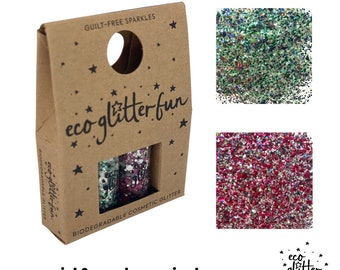 EcoGlitterFun Mini Box of Genuine Cosmetic Bioglitter Iridescent & Holographic