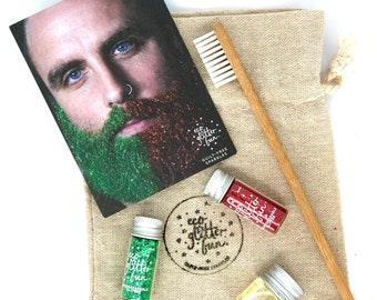 EcoGlitterFun Glitter Beard Kit of Genuine Cosmetic Bioglitter Sparkle